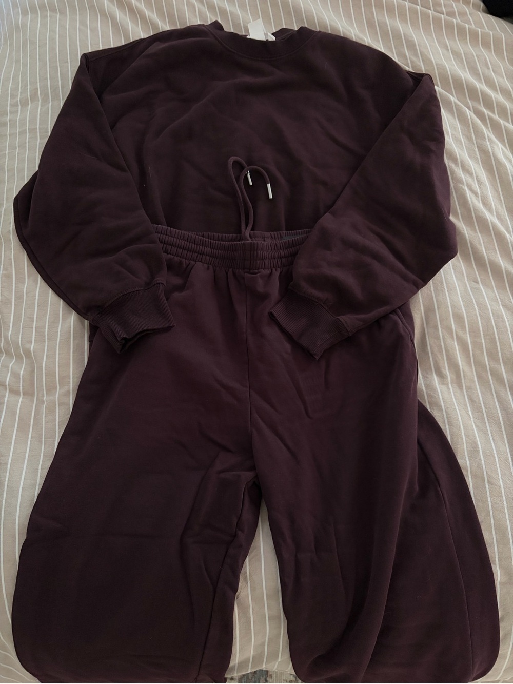 H&M Women's Track Pants & Sweatshirt Set in Dark Plum